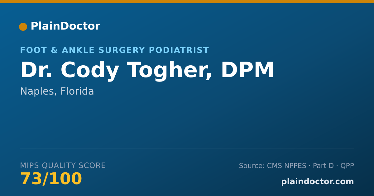 Shareable card for Cody Togher, DPM - Foot & Ankle Surgery Podiatrist, Naples, FL