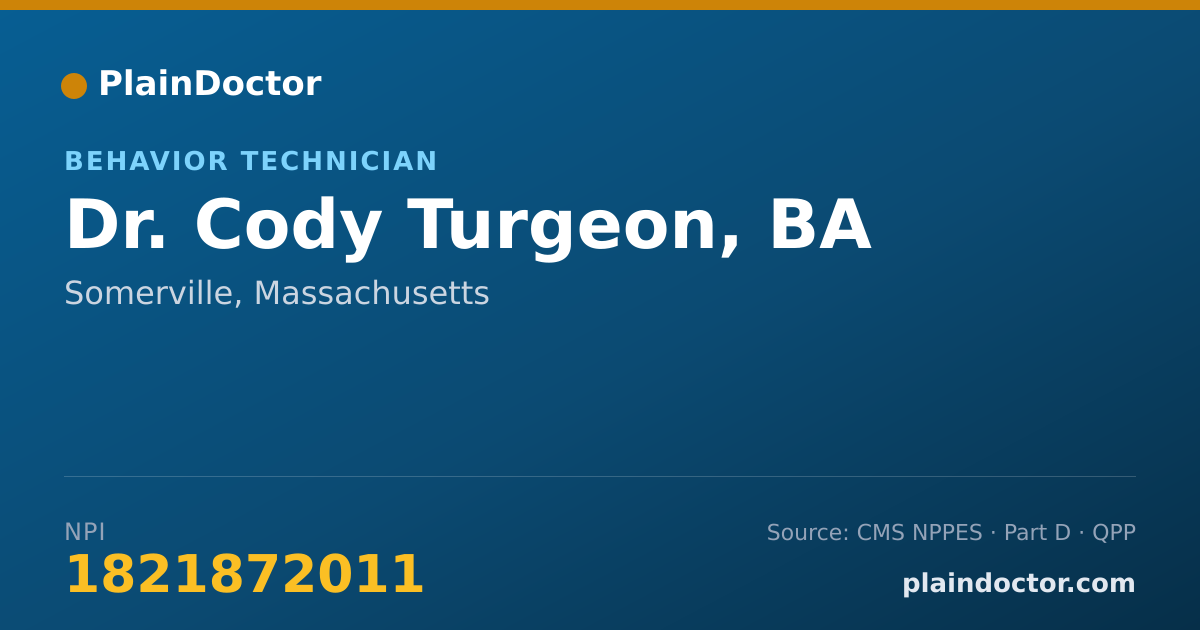 Shareable card for Cody Turgeon, BA - Behavior Technician, Somerville, MA