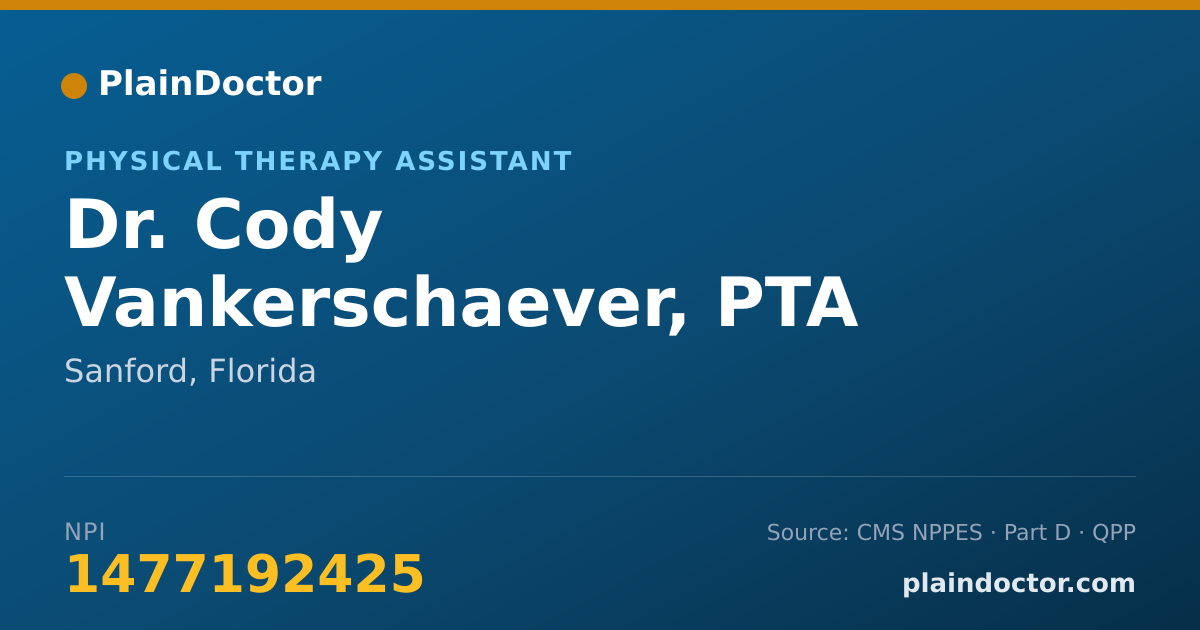 Shareable card for Cody Vankerschaever, PTA - Physical Therapy Assistant, Sanford, FL