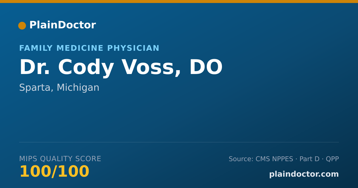 Shareable card for Cody Voss, DO - Family Medicine Physician, Sparta, MI
