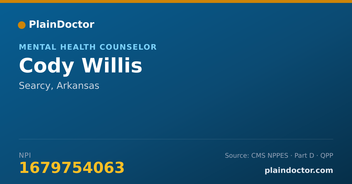 Shareable card for Cody Willis - Mental Health Counselor, Searcy, AR