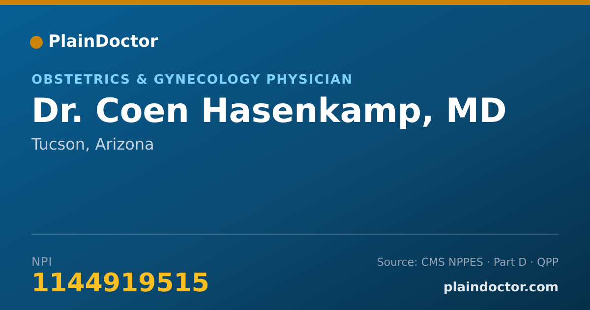 Shareable card for Coen Hasenkamp, MD - Obstetrics & Gynecology Physician, Tucson, AZ