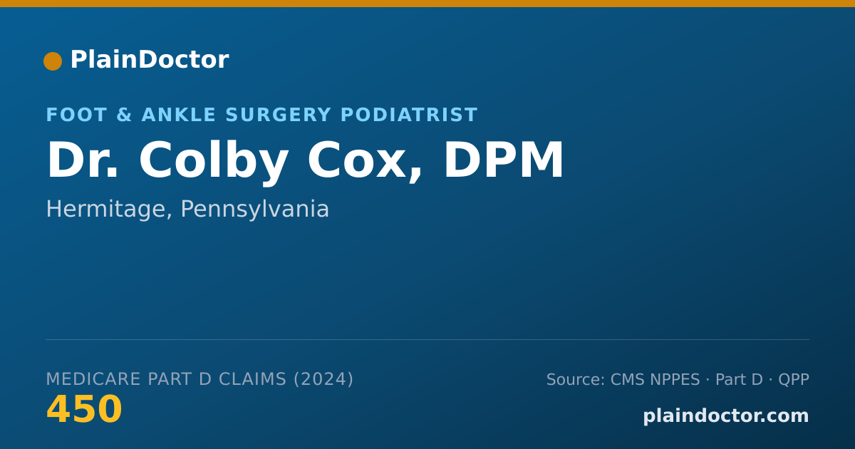 Shareable card for Colby Cox, DPM - Foot & Ankle Surgery Podiatrist, Hermitage, PA