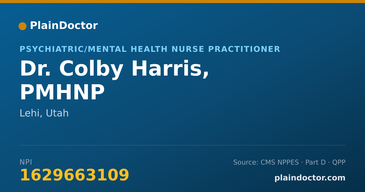 Shareable card for Colby Harris, PMHNP - Psychiatric/Mental Health Nurse Practitioner, Lehi, UT