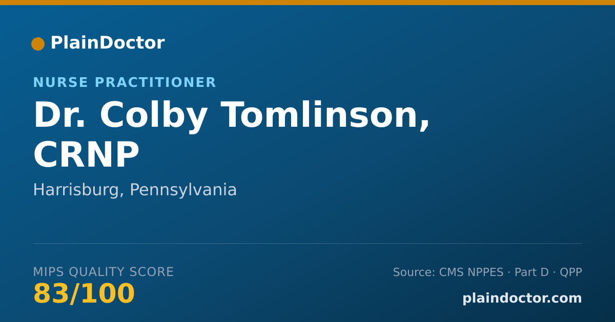 Shareable card for Colby Tomlinson, CRNP - Nurse Practitioner, Harrisburg, PA