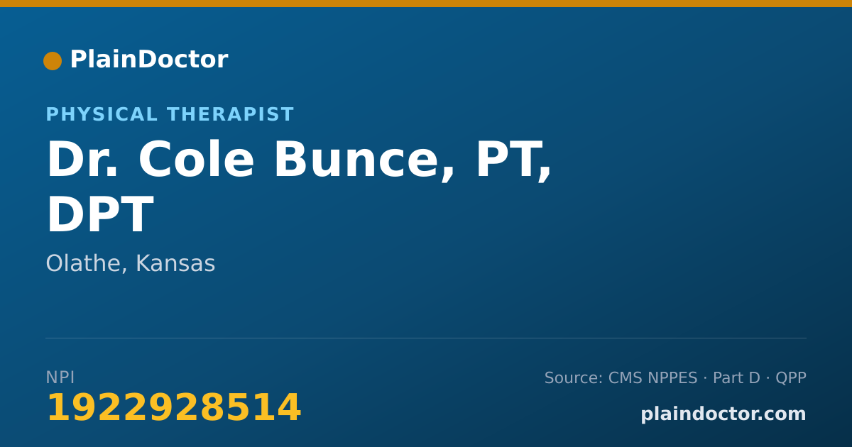 Shareable card for Cole Bunce, PT, DPT - Physical Therapist, Olathe, KS