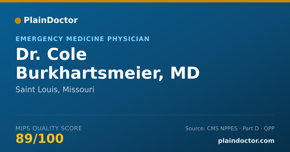 Shareable card for Cole Burkhartsmeier, MD - Emergency Medicine Physician, Saint Louis, MO