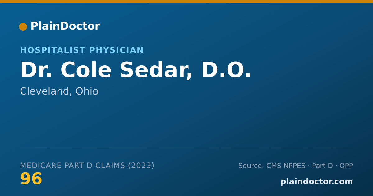 Shareable card for Cole Sedar, D.O. - Hospitalist Physician, Cleveland, OH