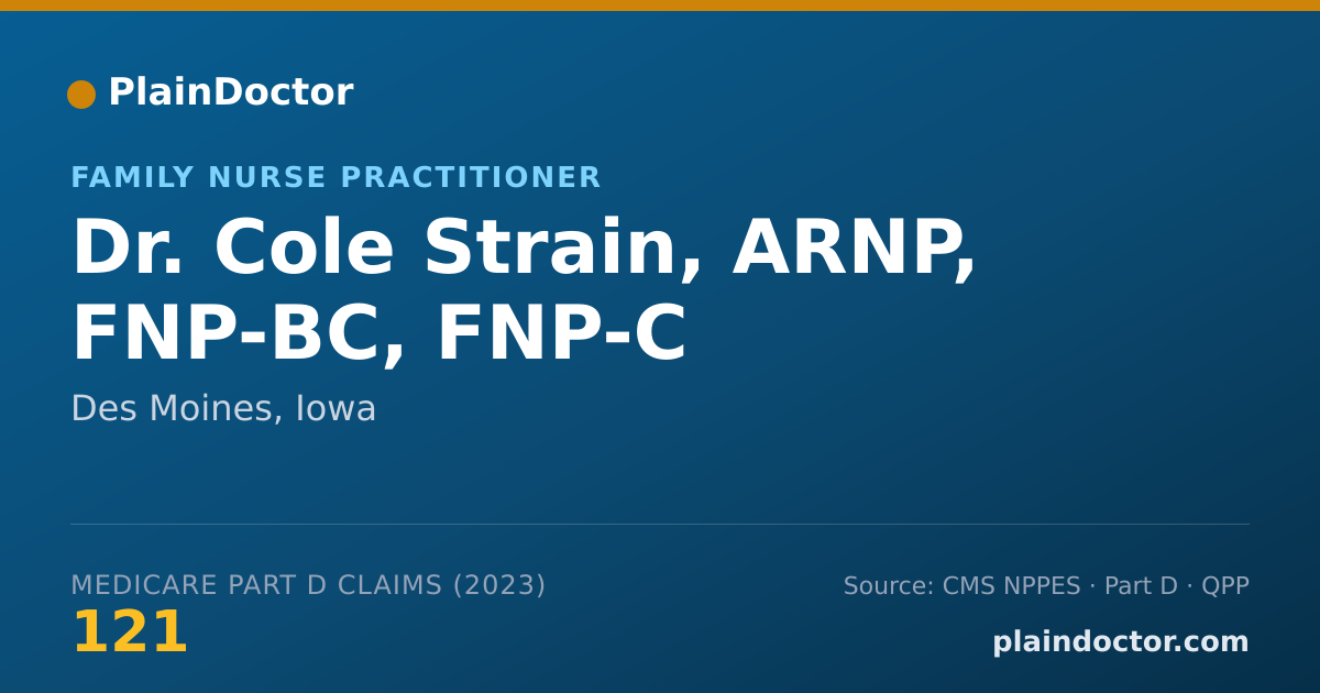Shareable card for Cole Strain, ARNP, FNP-BC, FNP-C - Family Nurse Practitioner, Des Moines, IA