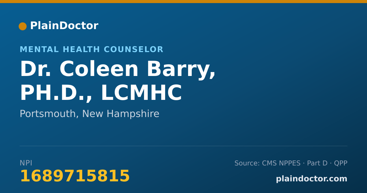 Shareable card for Coleen Barry, PH.D., LCMHC - Mental Health Counselor, Portsmouth, NH