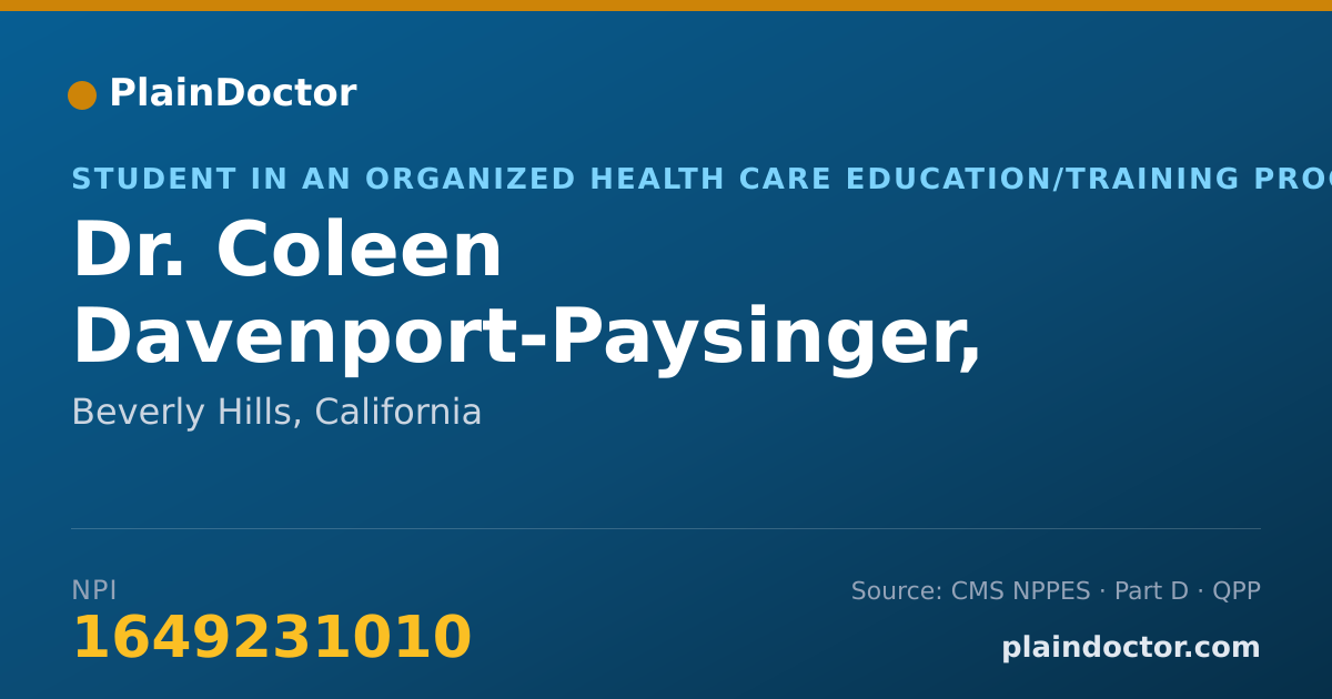 Shareable card for Coleen Davenport-Paysinger, ATC - Student in an Organized Health Care Education/Training Program, Beverly Hills, CA