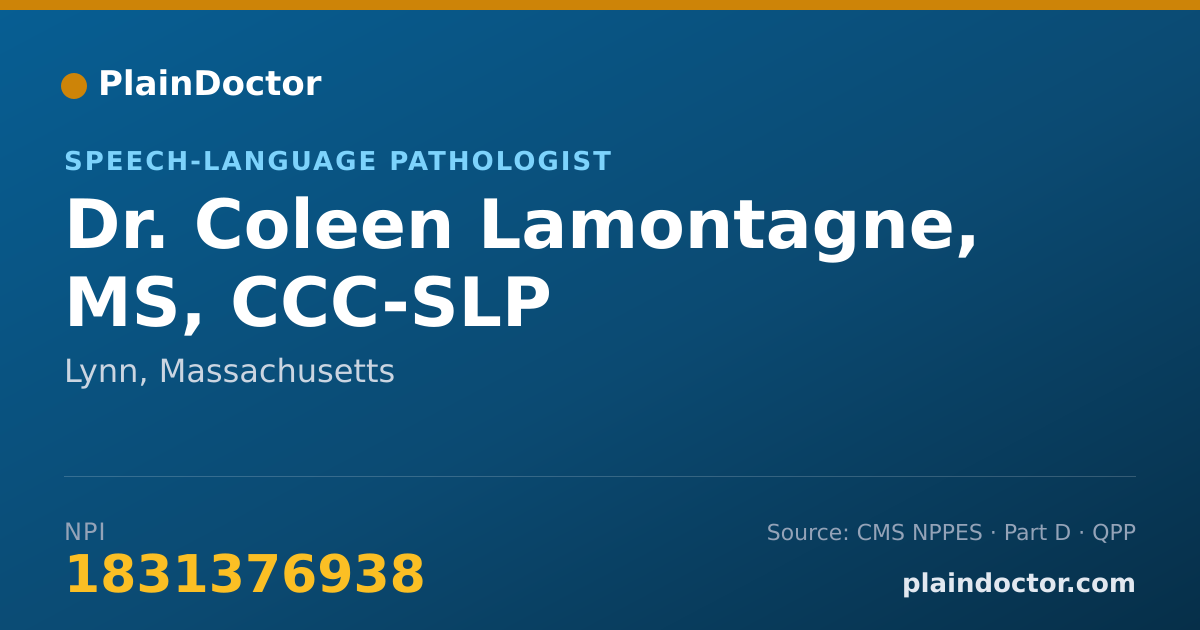 Shareable card for Coleen Lamontagne, MS, CCC-SLP - Speech-Language Pathologist, Lynn, MA