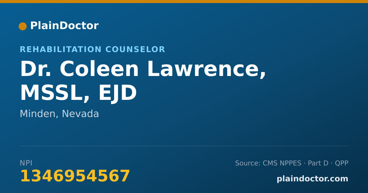 Shareable card for Coleen Lawrence, MSSL, EJD - Rehabilitation Counselor, Minden, NV