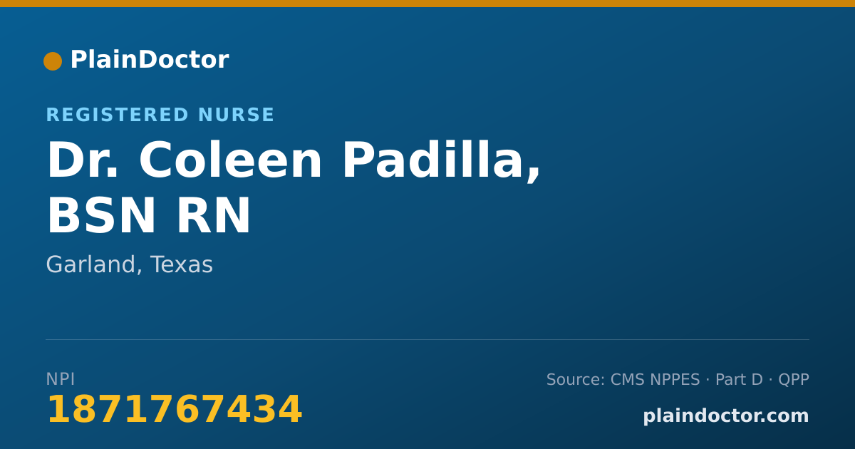 Shareable card for Coleen Padilla, BSN RN - Registered Nurse, Garland, TX