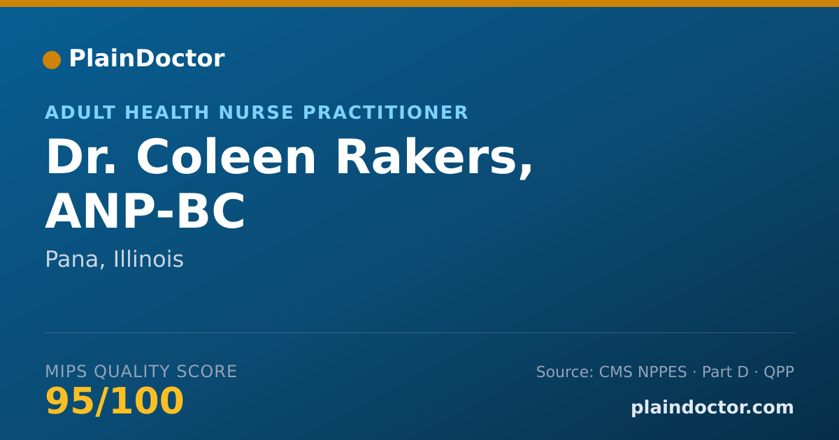 Shareable card for Coleen Rakers, ANP-BC - Adult Health Nurse Practitioner, Pana, IL