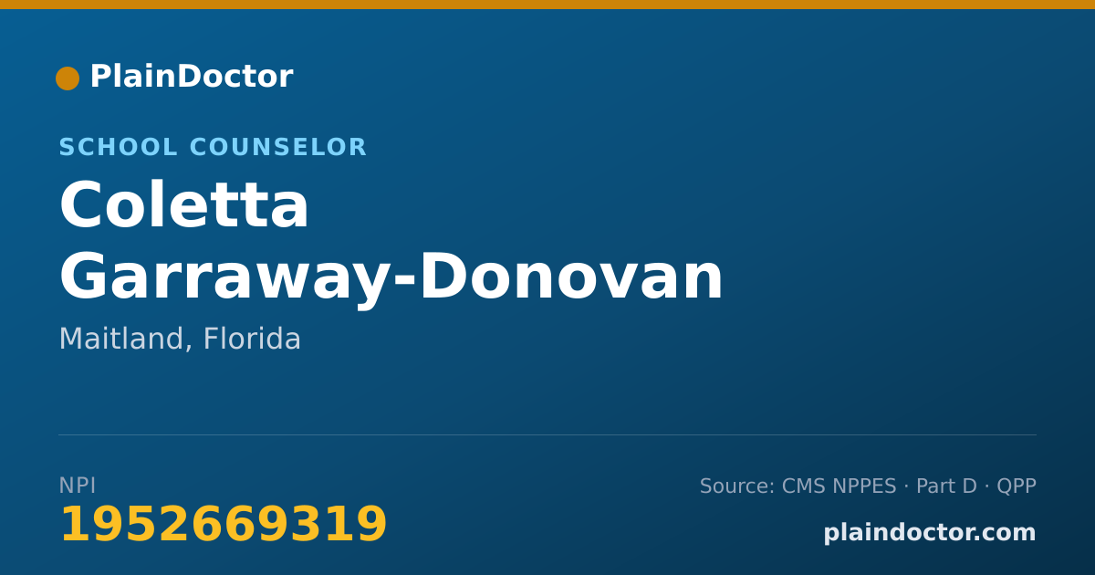 Shareable card for Coletta Garraway-Donovan - School Counselor, Maitland, FL