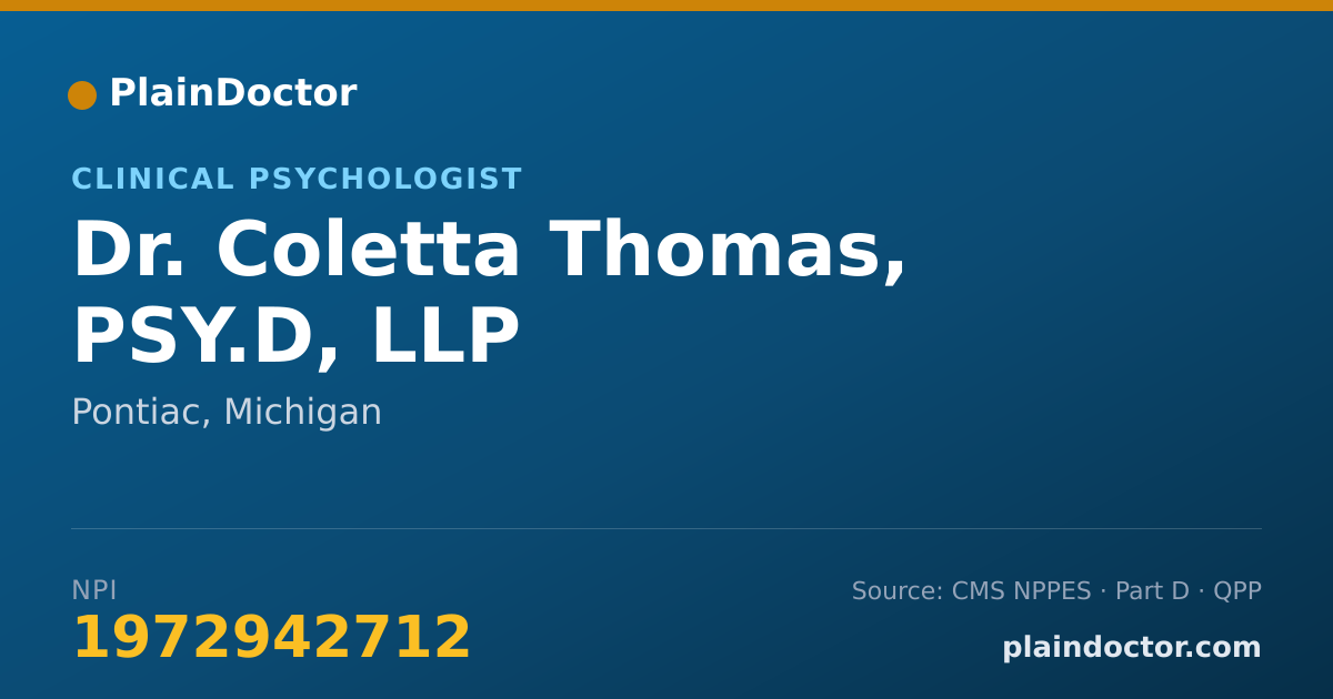 Shareable card for Coletta Thomas, PSY.D, LLP - Clinical Psychologist, Pontiac, MI