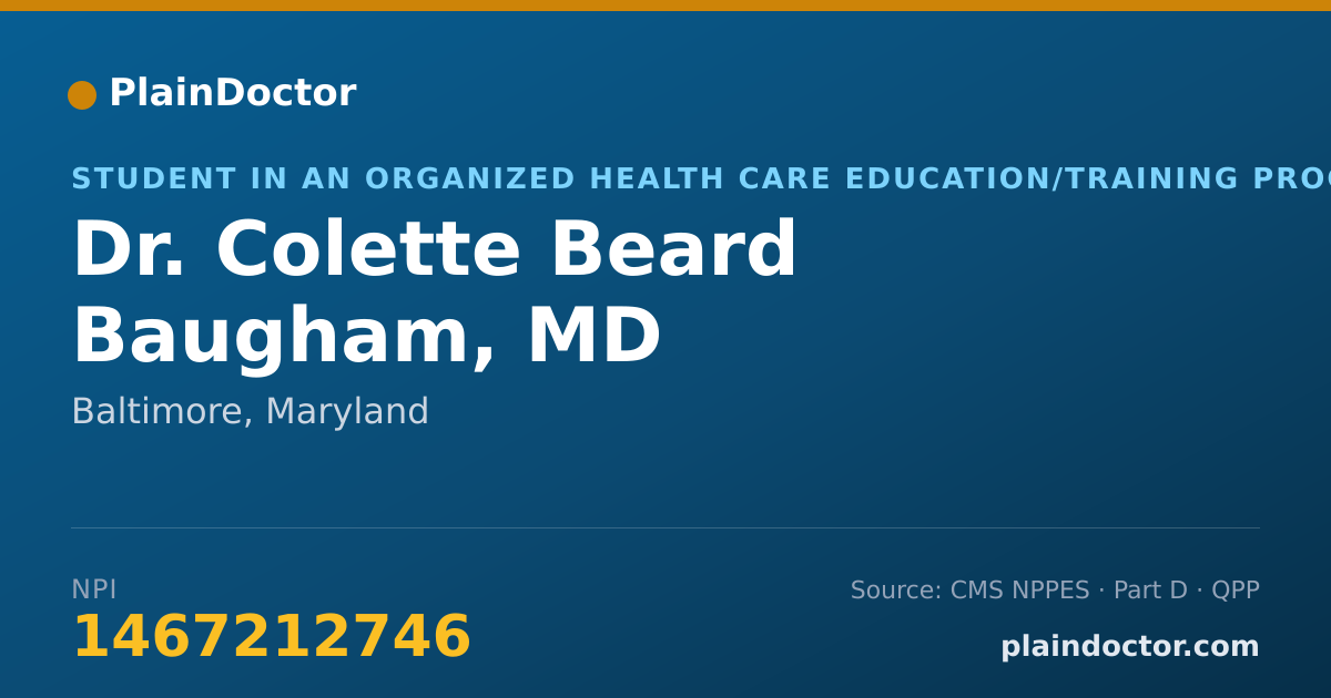 Shareable card for Colette Beard Baugham, MD - Student in an Organized Health Care Education/Training Program, Baltimore, MD