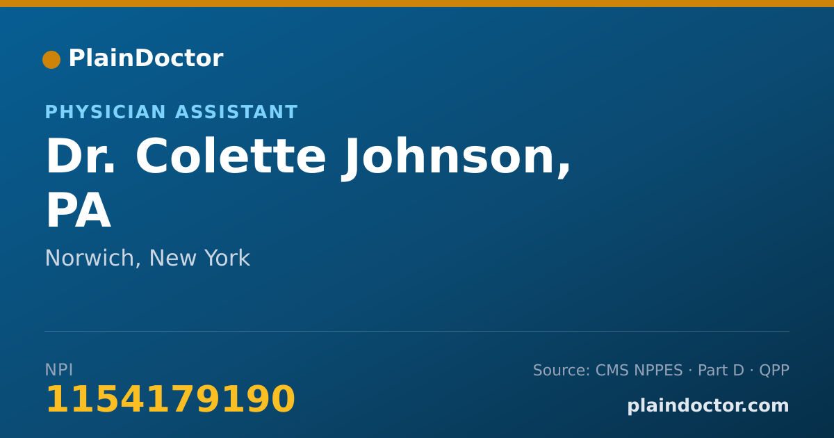 Shareable card for Colette Johnson, PA - Physician Assistant, Norwich, NY