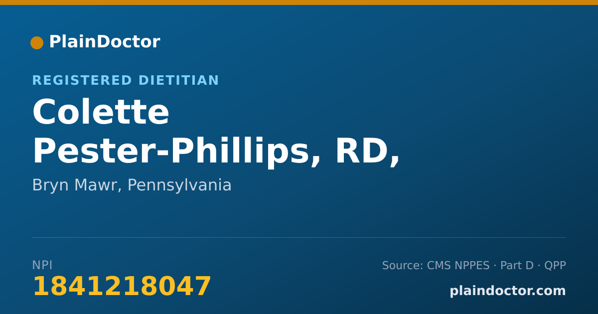 Shareable card for Colette Pester-Phillips, RD, LDN - Registered Dietitian, Bryn Mawr, PA