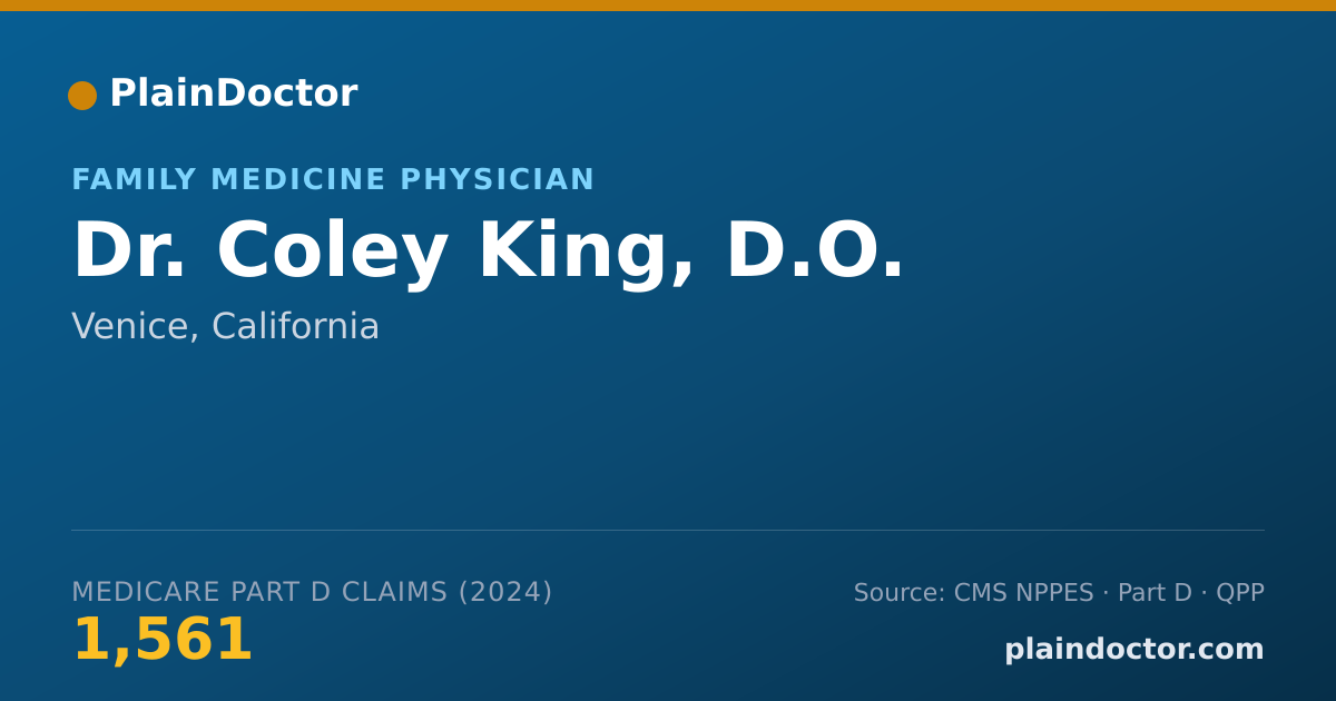 Shareable card for Coley King, D.O. - Family Medicine Physician, Venice, CA