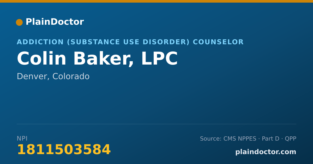 Shareable card for Colin Baker, LPC - Mental Health Counselor, Denver, CO