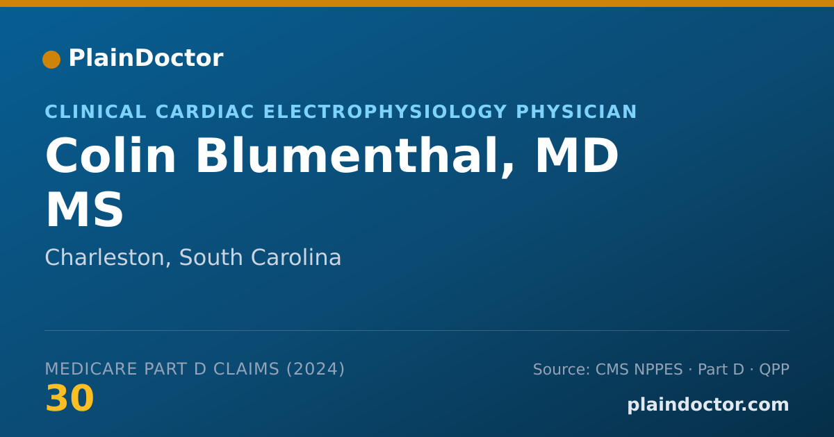 Shareable card for Colin Blumenthal, MD MS - Clinical Cardiac Electrophysiology Physician, Charleston, SC