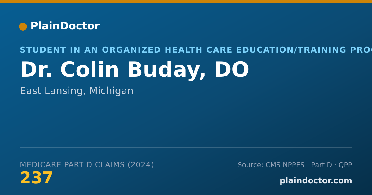 Shareable card for Colin Buday, DO - Student in an Organized Health Care Education/Training Program, East Lansing, MI
