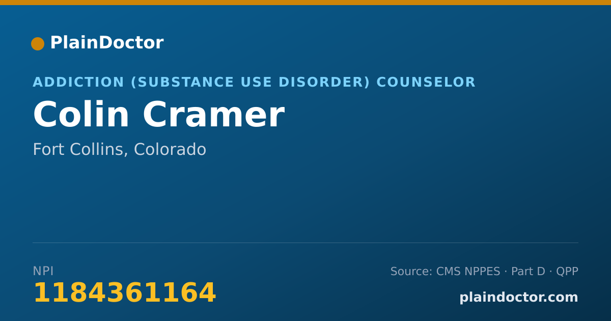 Shareable card for Colin Cramer - Addiction (Substance Use Disorder) Counselor, Fort Collins, CO