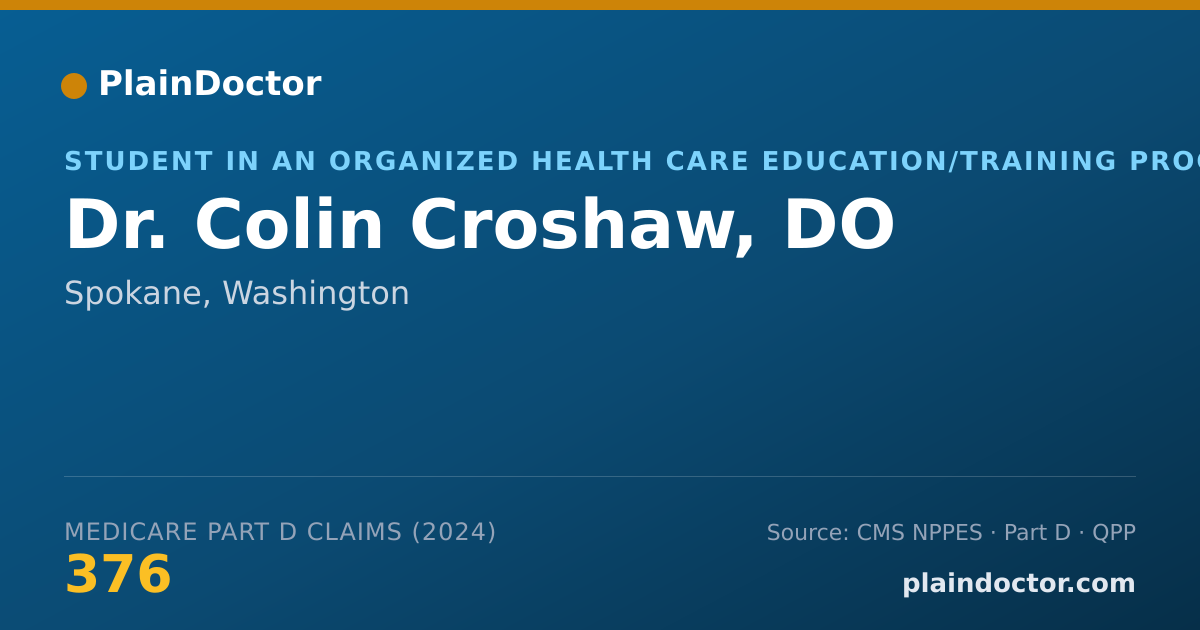 Shareable card for Colin Croshaw, DO - Student in an Organized Health Care Education/Training Program, Spokane, WA