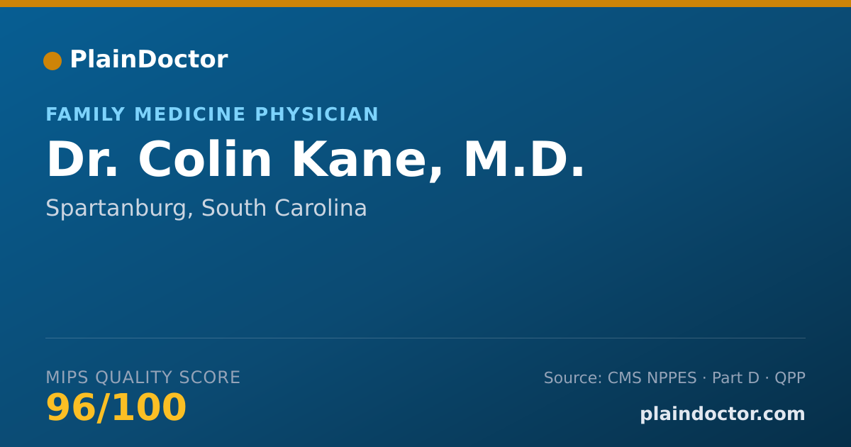 Shareable card for Colin Kane, M.D. - Family Medicine Physician, Spartanburg, SC