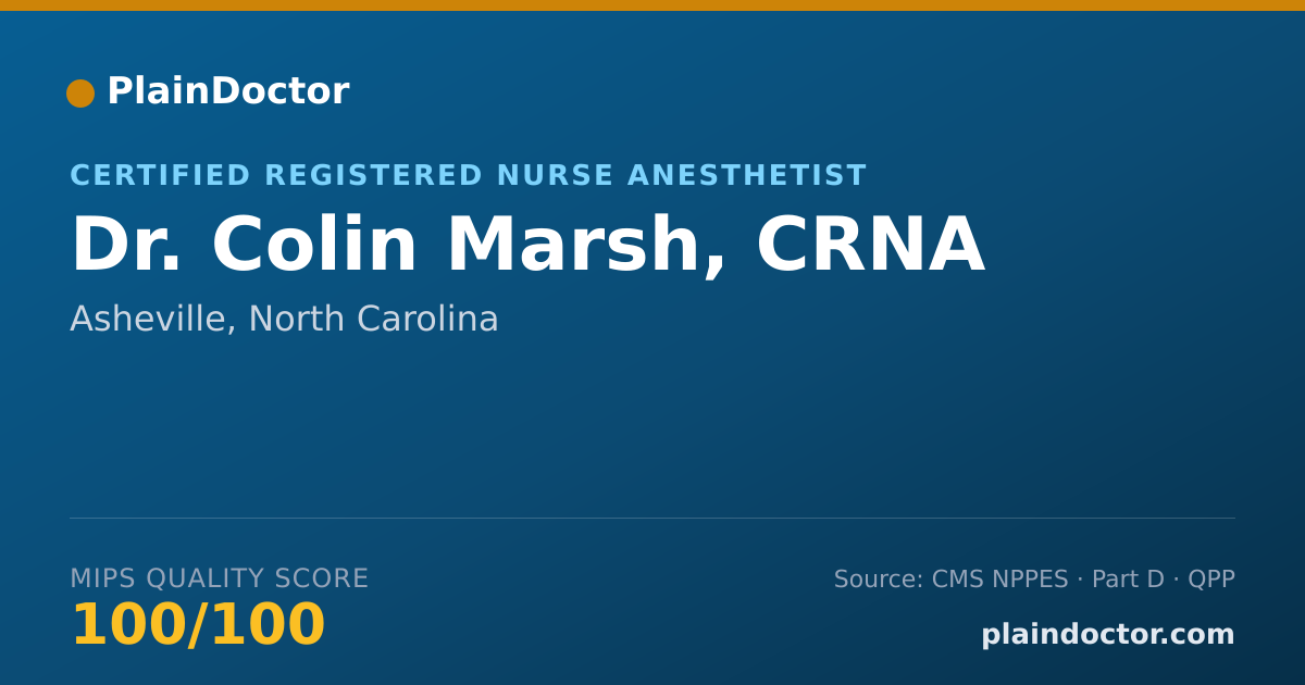 Shareable card for Colin Marsh, CRNA - Certified Registered Nurse Anesthetist, Asheville, NC