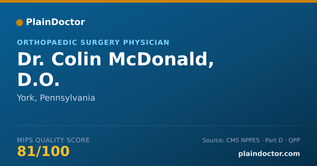 Shareable card for Colin McDonald, D.O. - Orthopaedic Surgery Physician, York, PA