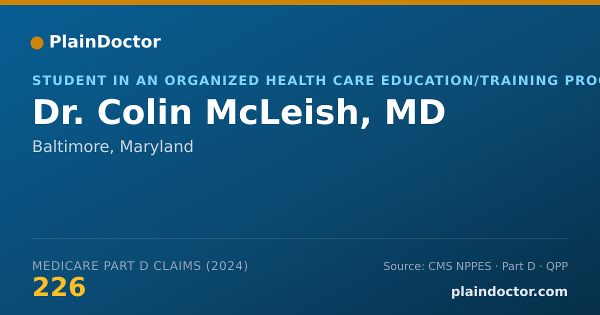 Shareable card for Colin McLeish, MD - Student in an Organized Health Care Education/Training Program, Baltimore, MD