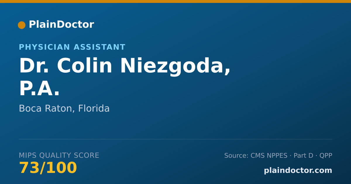 Shareable card for Colin Niezgoda, P.A. - Physician Assistant, Boca Raton, FL