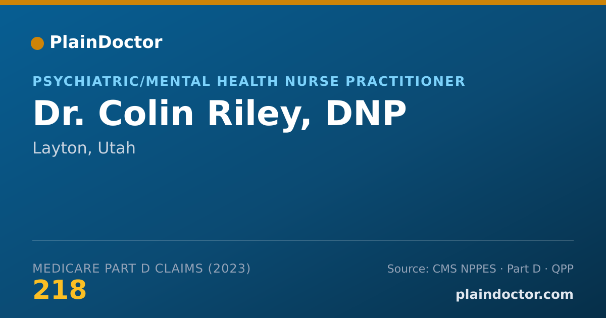 Shareable card for Colin Riley, DNP - Psychiatric/Mental Health Nurse Practitioner, Layton, UT