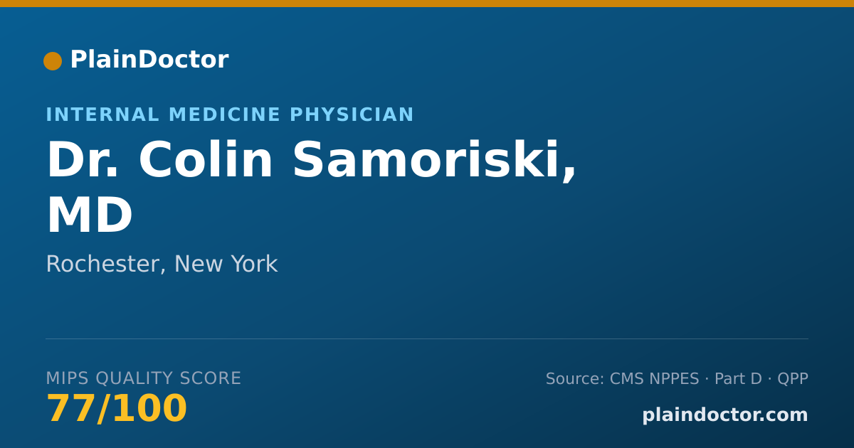 Shareable card for Colin Samoriski, MD - Internal Medicine Physician, Rochester, NY