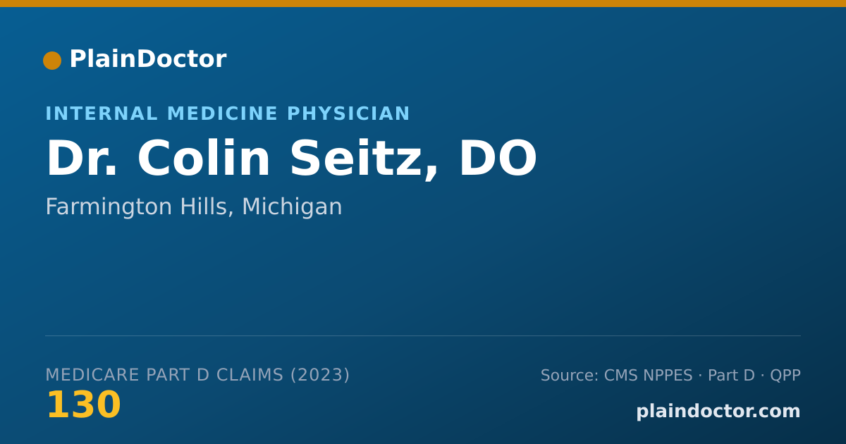 Shareable card for Colin Seitz, DO - Internal Medicine Physician, Farmington Hills, MI