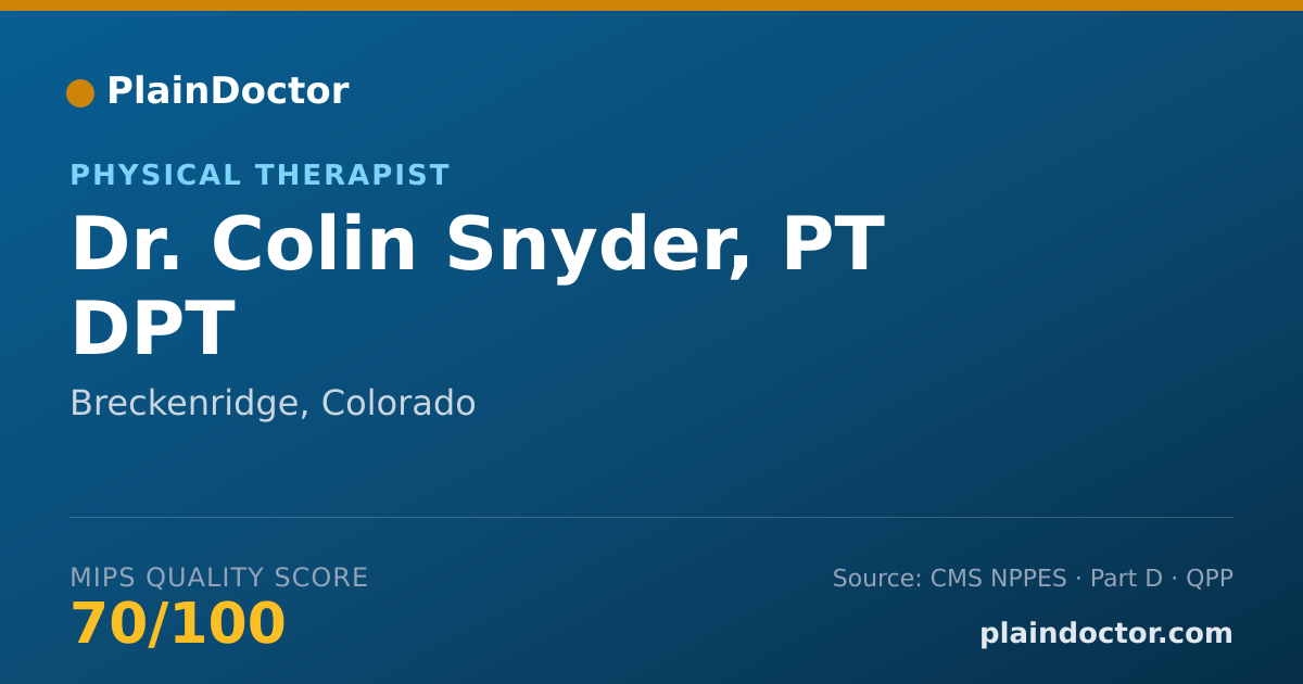 Shareable card for Colin Snyder, PT DPT - Physical Therapist, Breckenridge, CO