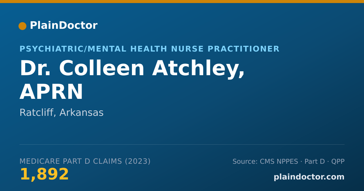 Shareable card for Colleen Atchley, APRN - Psychiatric/Mental Health Nurse Practitioner, Ratcliff, AR
