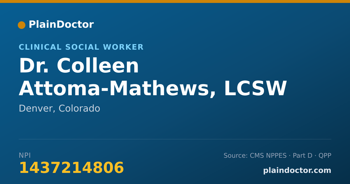 Shareable card for Colleen Attoma-Mathews, LCSW - Clinical Social Worker, Denver, CO