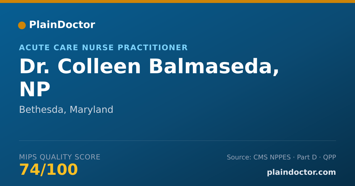 Shareable card for Colleen Balmaseda, NP - Acute Care Nurse Practitioner, Bethesda, MD