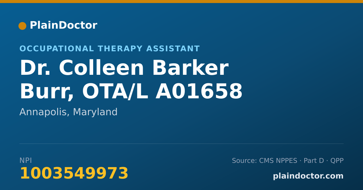 Shareable card for Colleen Barker Burr, OTA/L A01658 - Occupational Therapy Assistant, Annapolis, MD