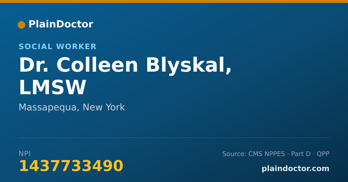 Shareable card for Colleen Blyskal, LMSW - Social Worker, Massapequa, NY