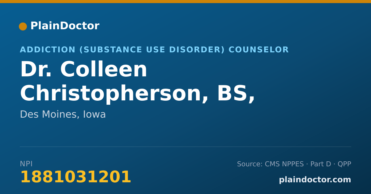 Shareable card for Colleen Christopherson, BS, CADC - Addiction (Substance Use Disorder) Counselor, Des Moines, IA