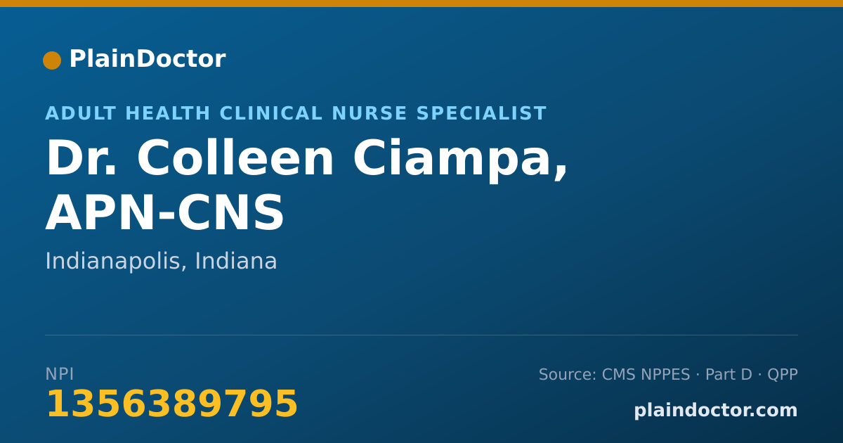 Shareable card for Colleen Ciampa, APN-CNS - Adult Health Clinical Nurse Specialist, Indianapolis, IN
