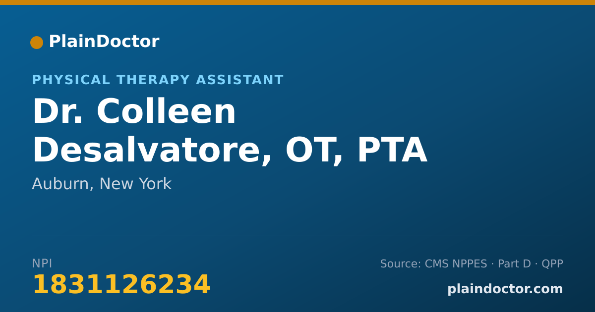 Shareable card for Colleen Desalvatore, OT, PTA - Physical Therapy Assistant, Auburn, NY