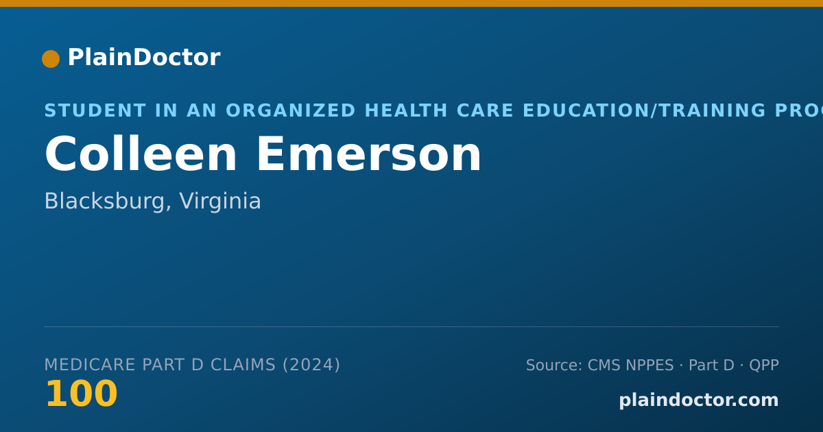Shareable card for Colleen Emerson - Student in an Organized Health Care Education/Training Program, Blacksburg, VA