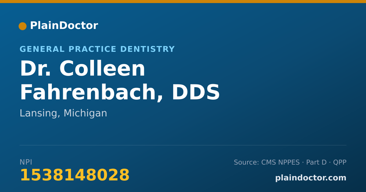 Shareable card for Colleen Fahrenbach, DDS - General Practice Dentistry, Lansing, MI