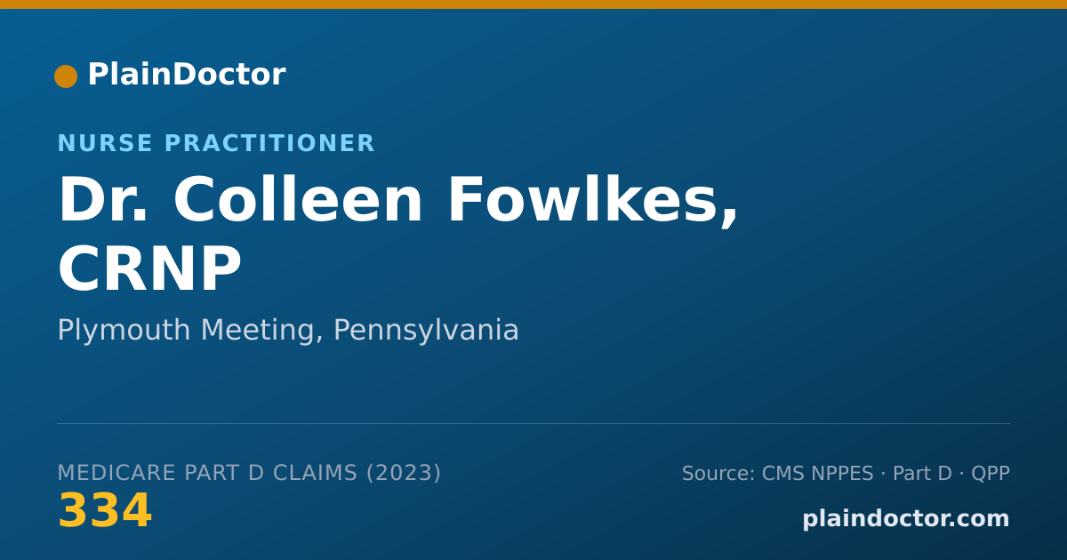 Shareable card for Colleen Fowlkes, CRNP - Nurse Practitioner, Plymouth Meeting, PA